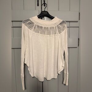 Free People Women's White Lace Detail Top